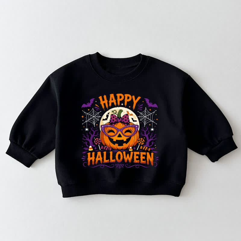 HAPPY HALLOWEEN幼児用 スマイリーパンプキン ブラック スウェットシャツ - 黒 - 3～5歳 - image 1