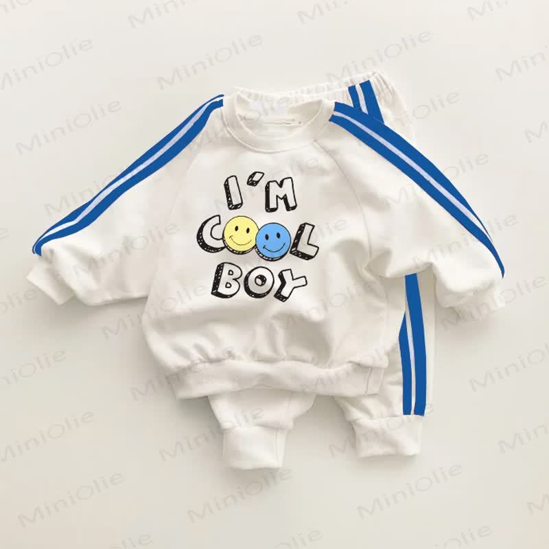 I'M COOL BOYブルーストライプ ツーピースセット - ホワイト＆ブルー - 3～5歳 - image 1