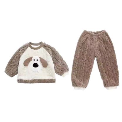 幼児用子犬柄テディフリース冬用パジャマ2点セット - image 5