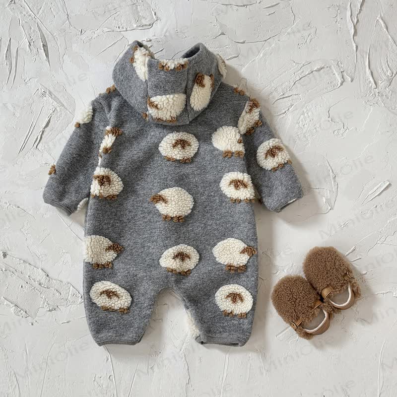 ベビーシェルパシープフード付きロンパース - image 5