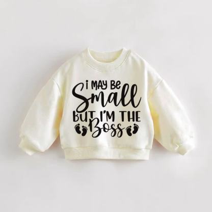 I MAY BE SMALL BUT I'M THE BOSS幼児用クリームスウェットシャツ - クリーム - 3～5歳 - image 1