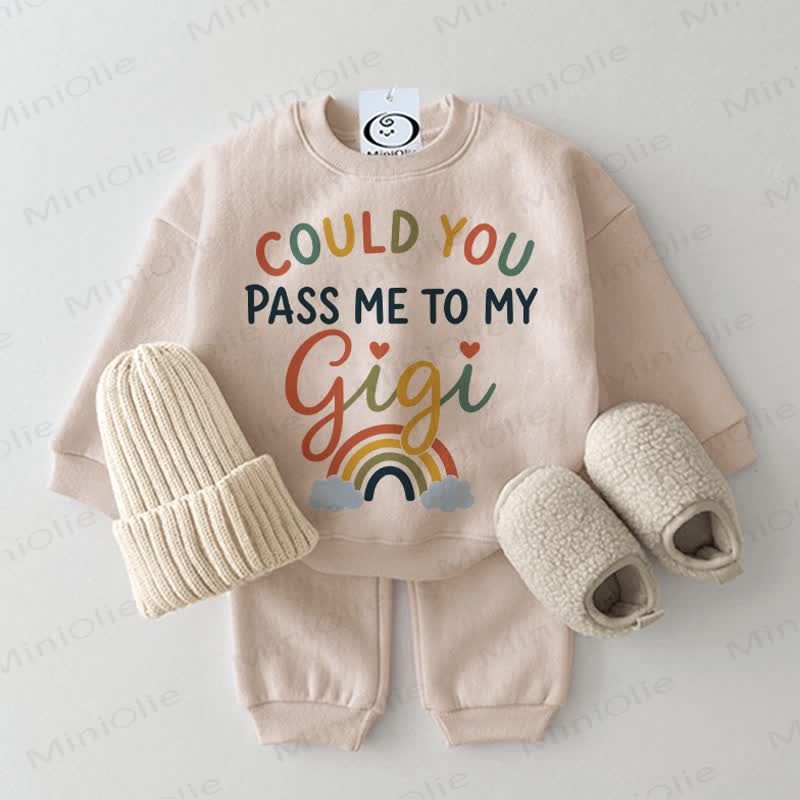 COULD YOU PASS ME TO MY GIGI？ベビー用ベージュツーピースセット - ベージュ - 2～3歳 - image 1