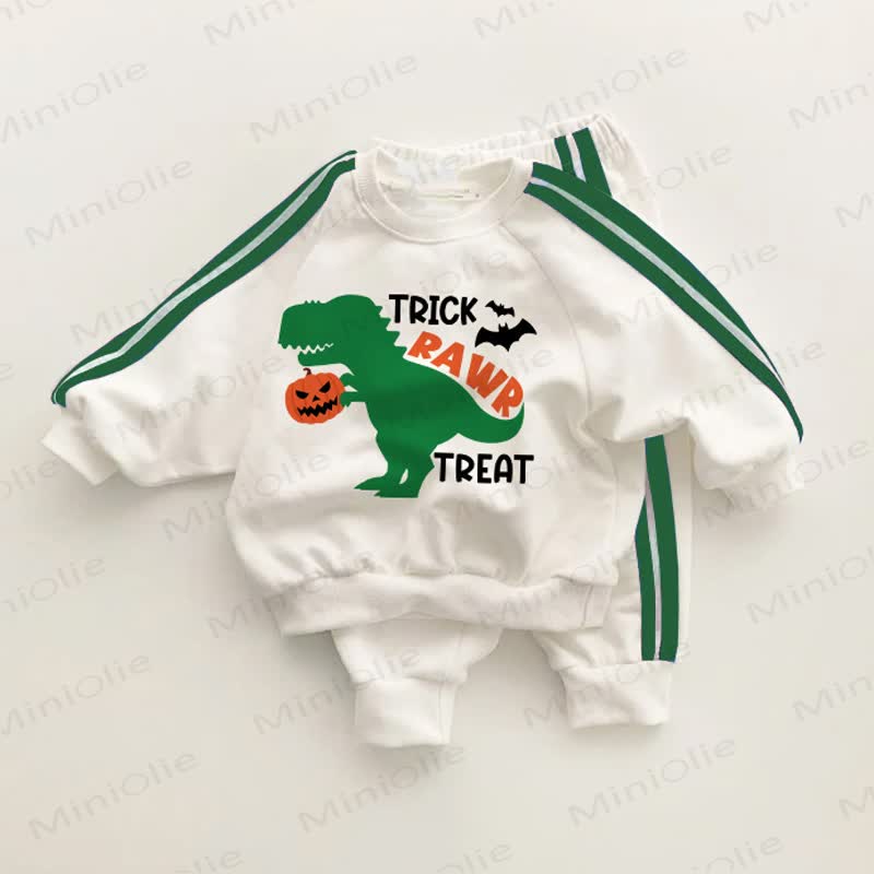 TRICK RAWR TREATベビー幼児用グリーンストライプ2点セット - ホワイト＆グリーン - 3～5歳 - image 1