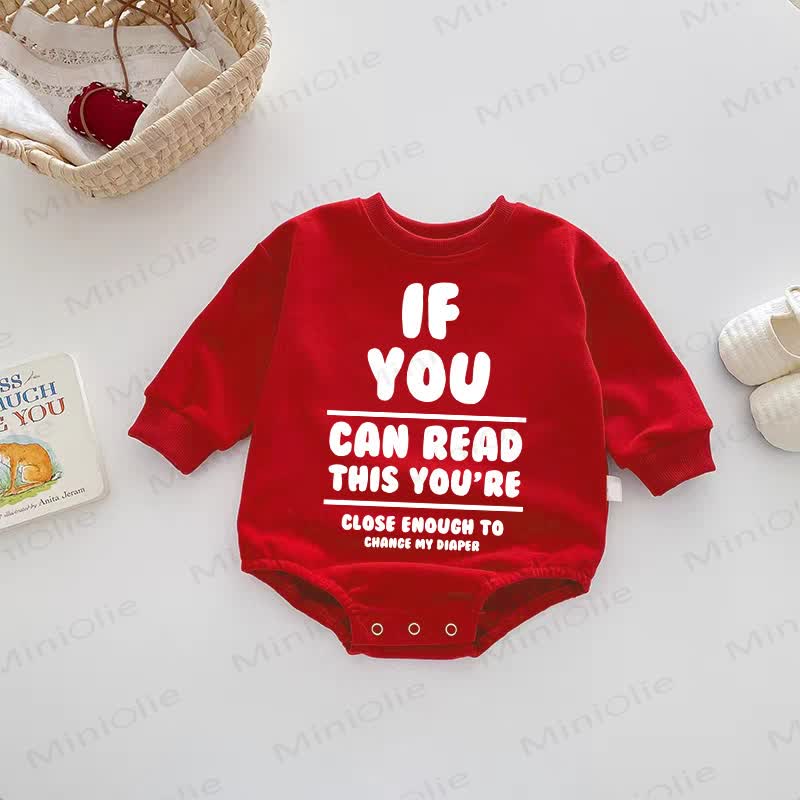 IF YOU CAN READ THIS YOU'RE CLOSE ENOUGH TO CHANGE MY DIAPER　ベビーレッドボディスーツ - 赤 - 18～24ヶ月 - image 1