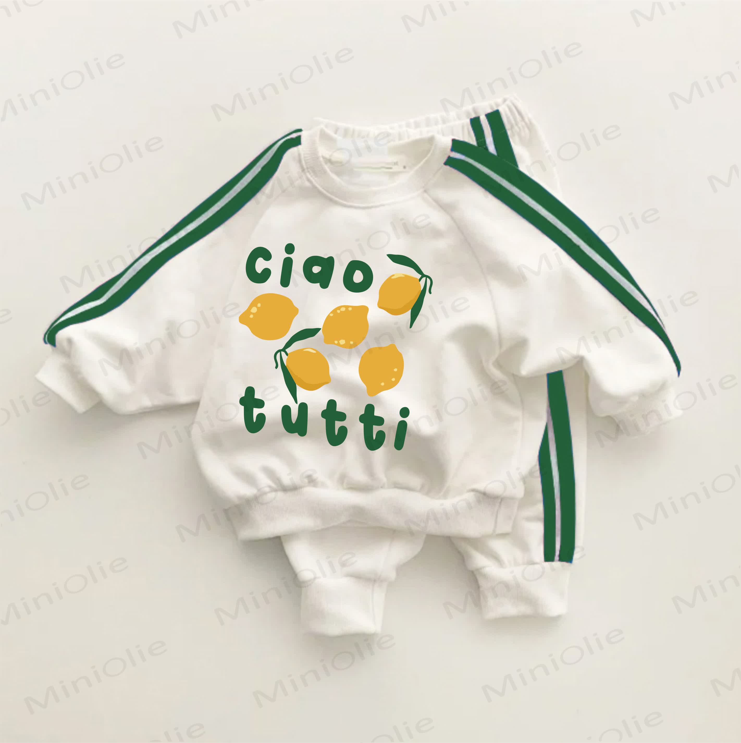CIAO TUTTIベビー 幼児 グリーン ストライプ 2 点セット - ホワイト＆グリーン - 3～5歳 - image 1