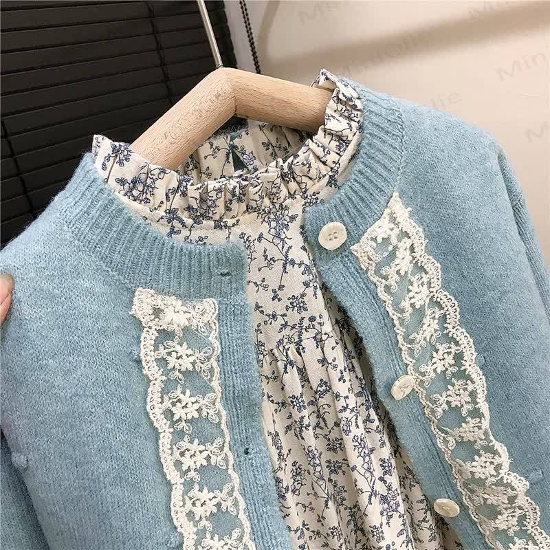 幼児用女の子向けヴィンテージ花柄プリントDressとアウター - image 4