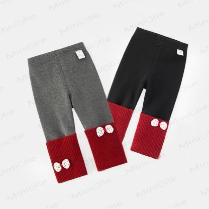 ベビーリボン付きレッドニットカフレギンス - image 1