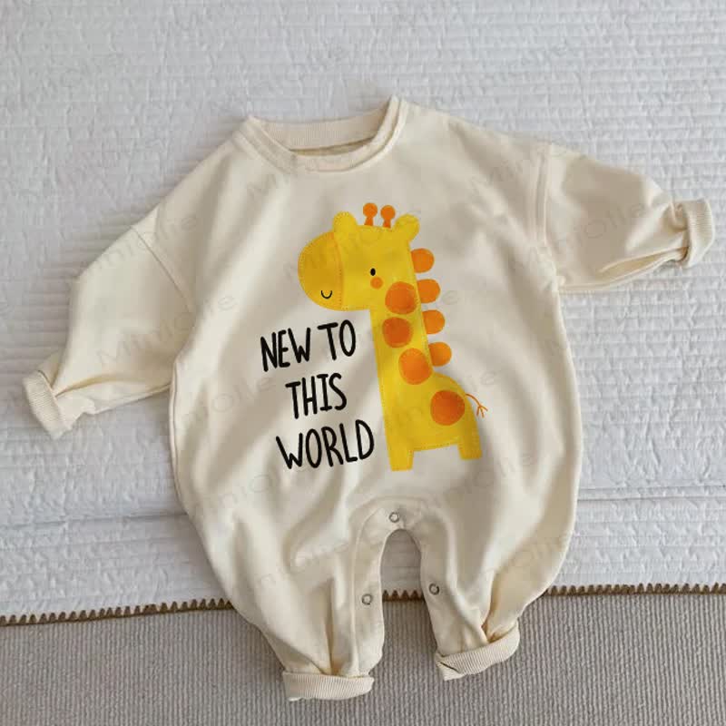 NEW TO THIS WORLDの赤ちゃん用キリン柄長袖ロンパース - ベージュ - 2～3歳 - image 1