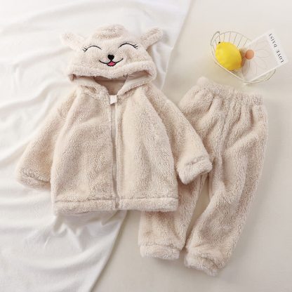 ベビー・幼児用ぬいぐるみ耳付きフード付きジャケット＆パンツ 2点セット パジャマ - ベージュ - 4～5歳 - image 2