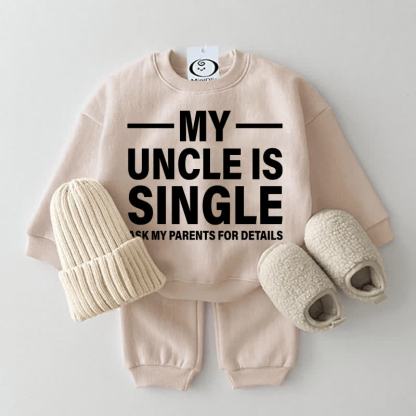 MY UNCLE IS SINGLE ASK MY PARENTS FOR DETAILS。ベビー用スウェットシャツ2点セット - ベージュ - 2～3歳 - image 2