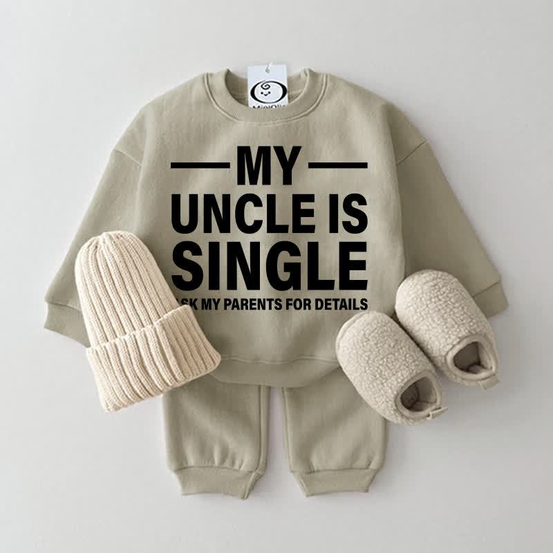 MY UNCLE IS SINGLE ASK MY PARENTS FOR DETAILS。ベビー用スウェットシャツ2点セット - グレーグリーン - 2～3歳 - image 1