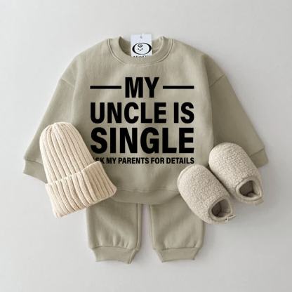MY UNCLE IS SINGLE ASK MY PARENTS FOR DETAILS。ベビー用スウェットシャツ2点セット - グレーグリーン - 2～3歳 - image 1