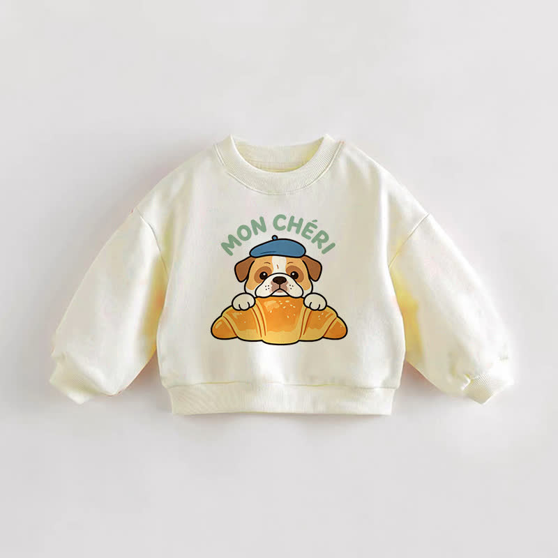 MON CHERI幼児用子犬クリームスウェットシャツ - クリーム - 3～5歳 - image 1
