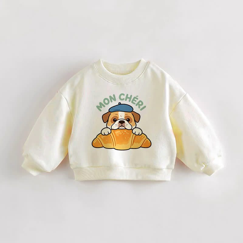 MON CHERI幼児用子犬クリームスウェットシャツ - クリーム - 3～5歳 - image 1