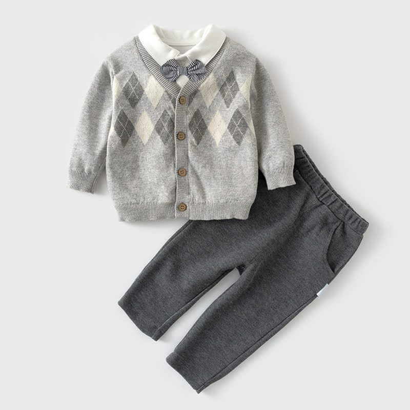ベビー・幼児男の子用シャツ＆パンツセットまたはジェントルマンカーディガン - image 1