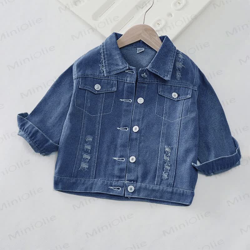 NO RAIN, NO RAINBOW幼児・キッズ用レモン柄デニムジャケット - image 3