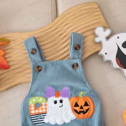 BOOベイビー ハロウィン コーデュロイ サスペンダー ボディスーツ - image 4