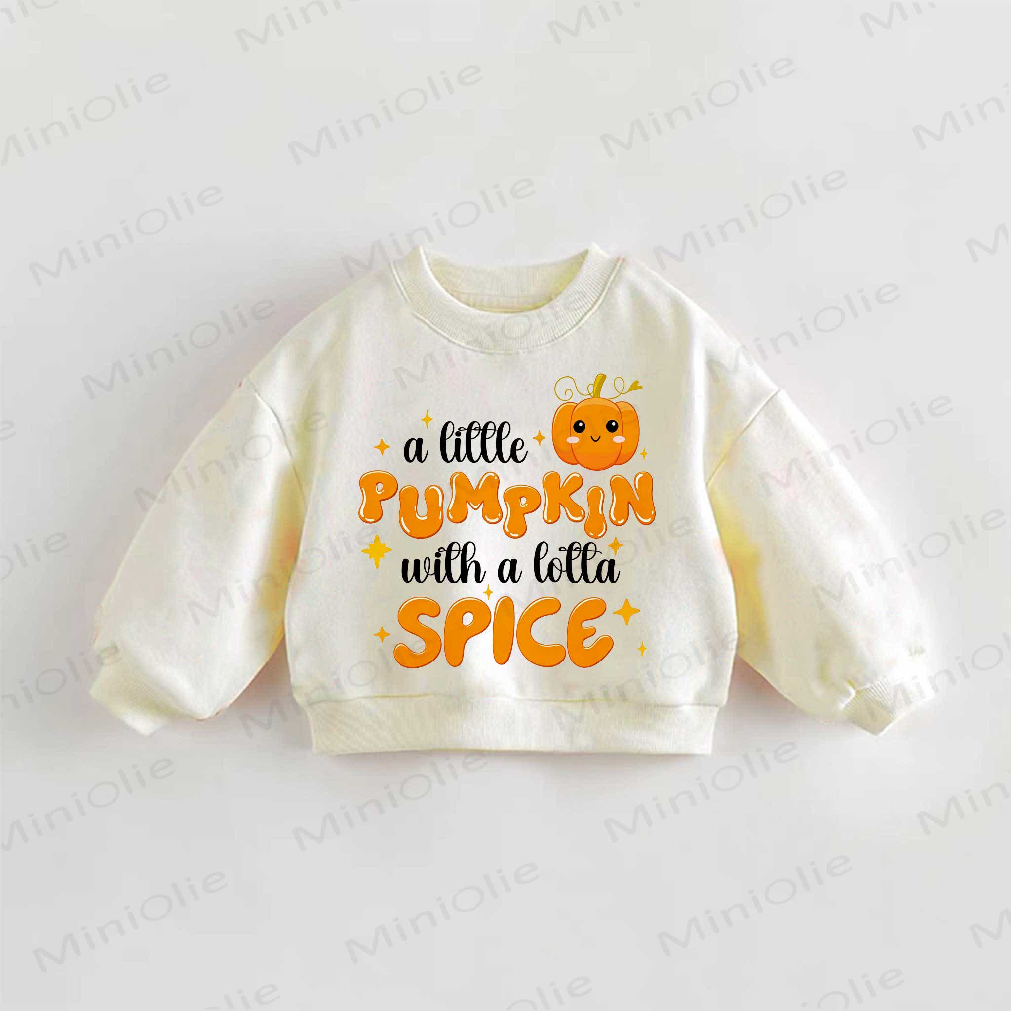 A LITTLE PUMPKIN WITH A LOTTA SPICE幼児用クリームスウェットシャツ - クリーム - 3～5歳 - image 1