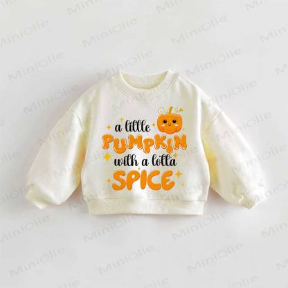 A LITTLE PUMPKIN WITH A LOTTA SPICE幼児用クリームスウェットシャツ - クリーム - 3～5歳 - image 1