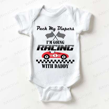PACK MY DIAPERS I'M GOING RACING WITH DADDYホワイトボディスーツ - 白 - 18～24ヶ月 - image 1