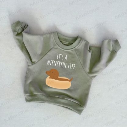 IT'S A WIENERFUL LIFE！ベビー幼児用グレーグリーンスウェットシャツ - グレーグリーン - 3～5歳 - image 1