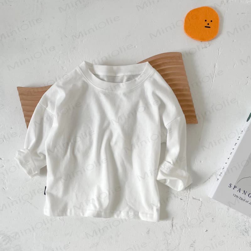幼児用クルーネック長袖無地Tシャツ - 白 - 8-9T - image 2