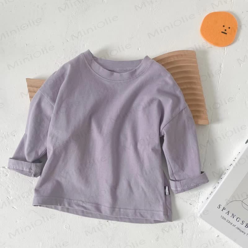 幼児用クルーネック長袖無地Tシャツ - 紫 - 8-9T - image 5