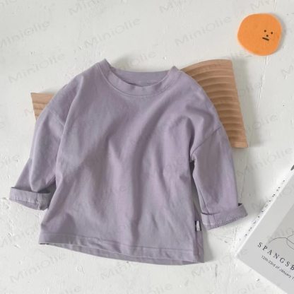 幼児用クルーネック長袖無地Tシャツ - 紫 - 8-9T - image 5