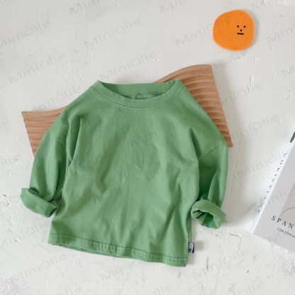 幼児用クルーネック長袖無地Tシャツ - 緑 - 8-9T - image 7