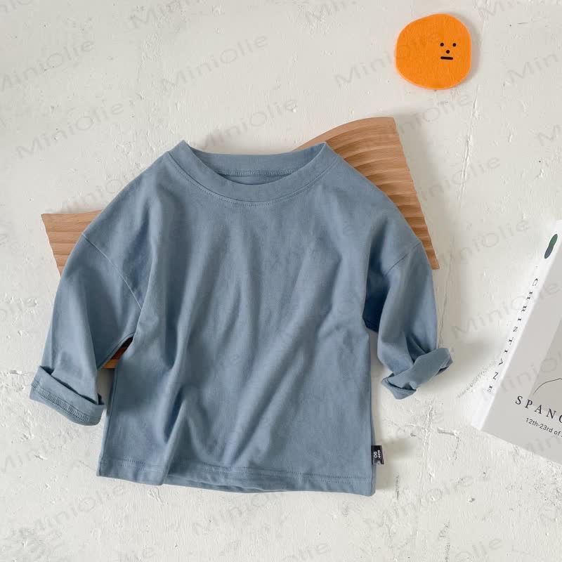 幼児用クルーネック長袖無地Tシャツ - 水色 - 8-9T - image 9