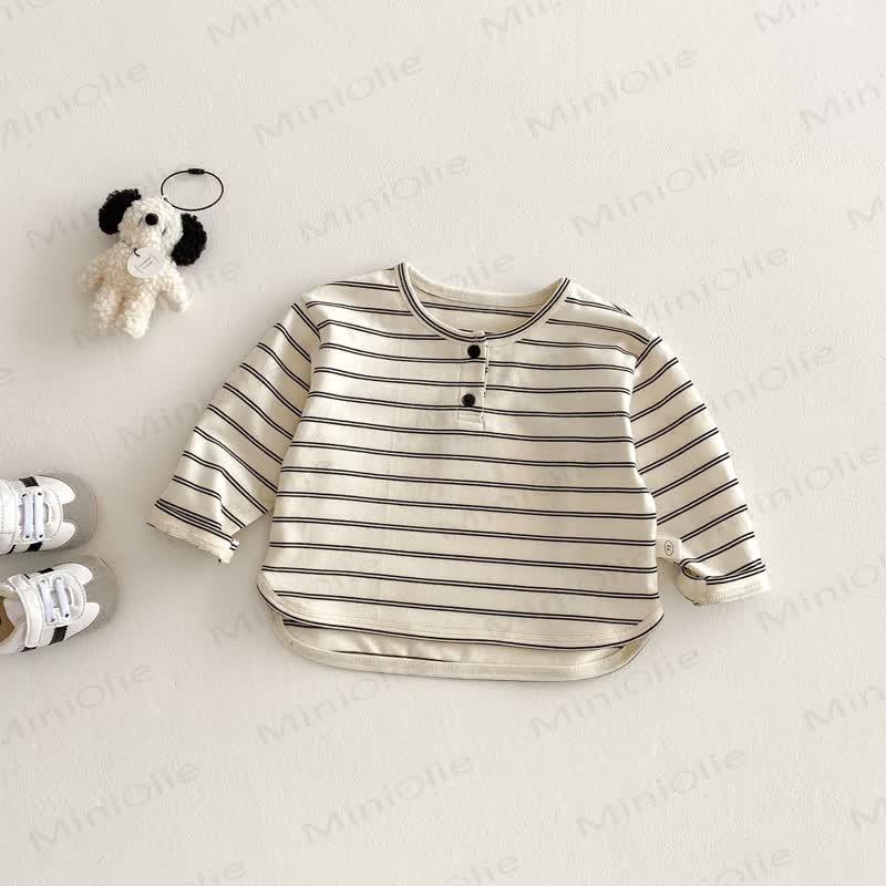 ベビー・幼児用ストライプヘンリーTシャツ - ベージュ - 4～5歳 - image 1