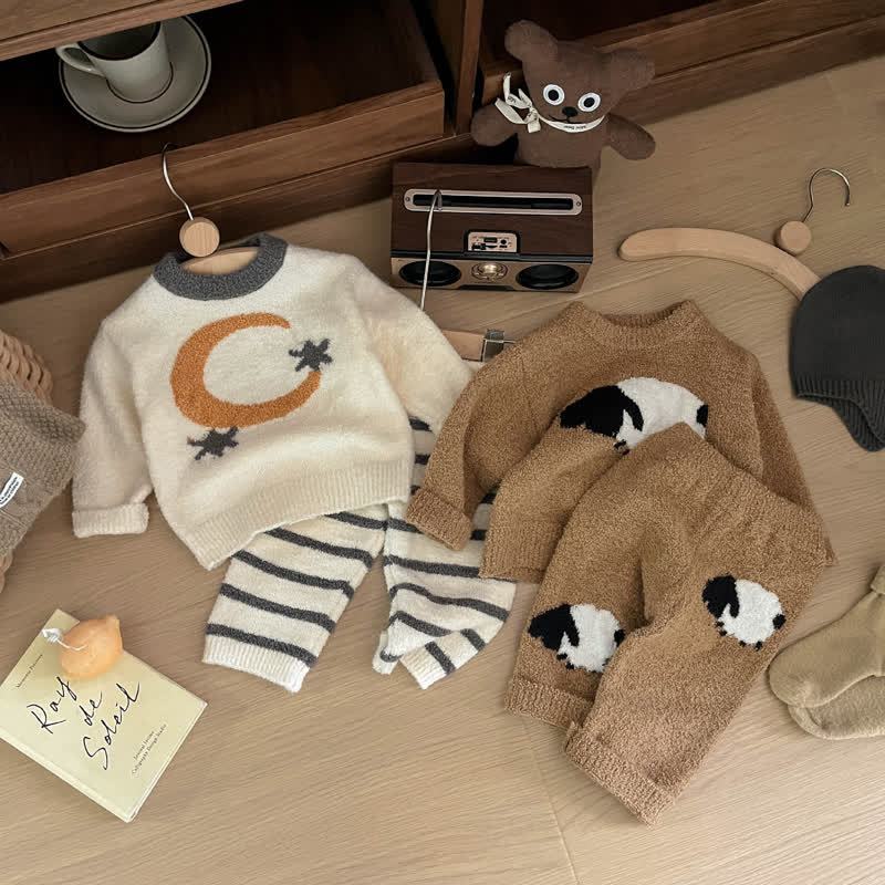 ベビー用フリーススウェットシャツとパンツのツーピースパジャマセット - image 1