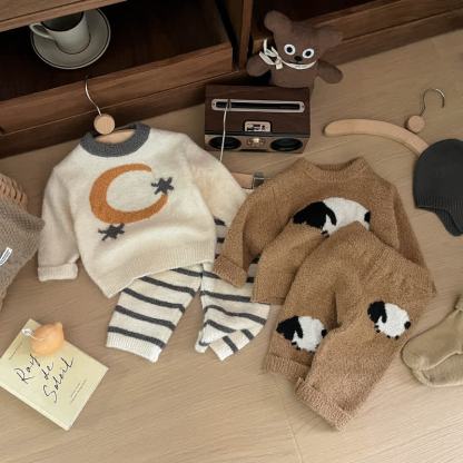 ベビー用フリーススウェットシャツとパンツのツーピースパジャマセット - image 1
