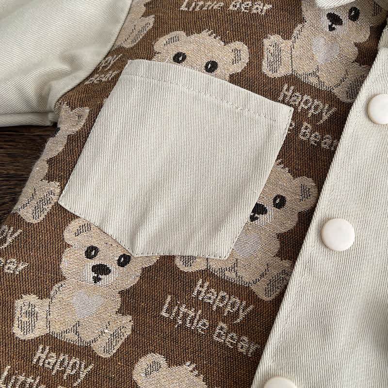 幼児用ベビーベアパッチ付き襟付きジャケット＆パンツ3点セット - image 9