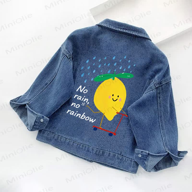 NO RAIN, NO RAINBOW幼児・キッズ用レモン柄デニムジャケット - image 2