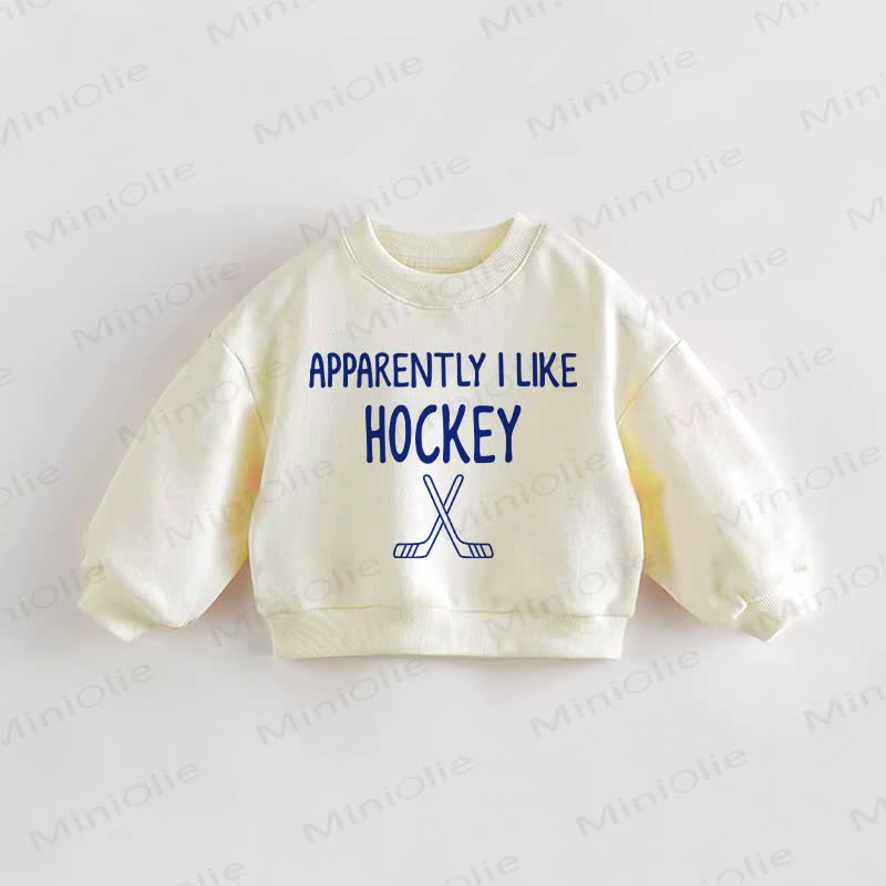 APPARENTLY I LIKE HOCKEY幼児用クリームスウェットシャツ - クリーム - 3～5歳 - image 1