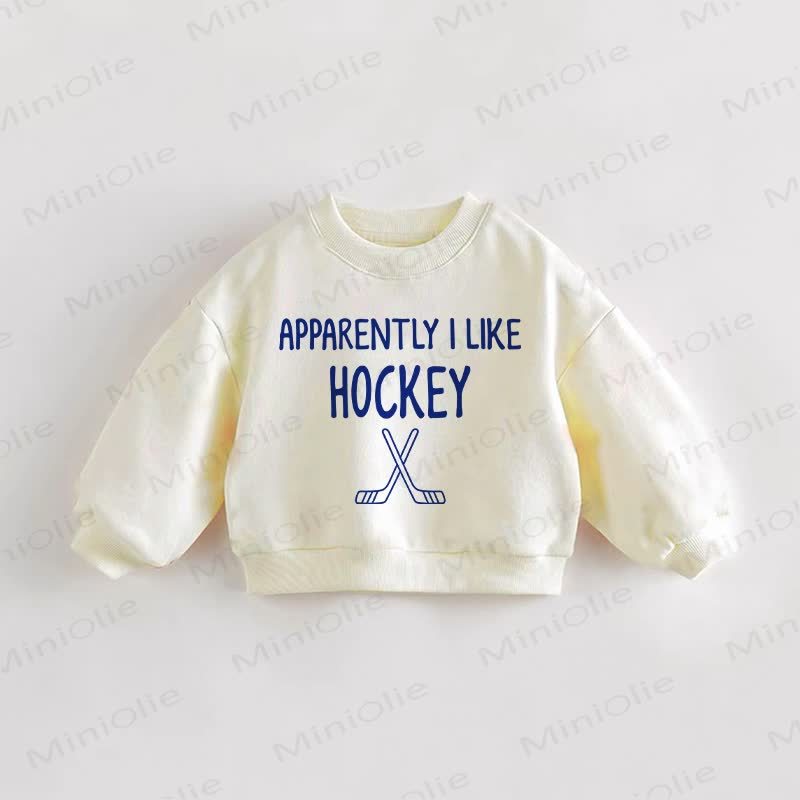 APPARENTLY I LIKE HOCKEY幼児用クリームスウェットシャツ - クリーム - 3～5歳 - image 1