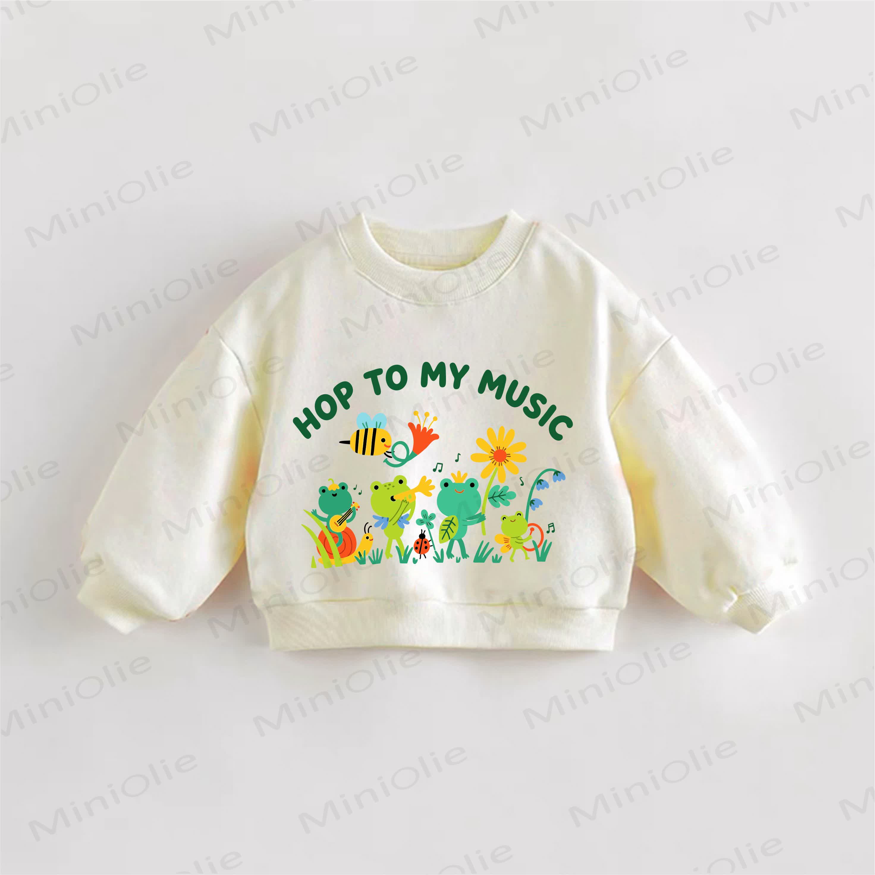 HOP TO MY MUSIC幼児用クリームスウェットシャツ - クリーム - 3～5歳 - image 1