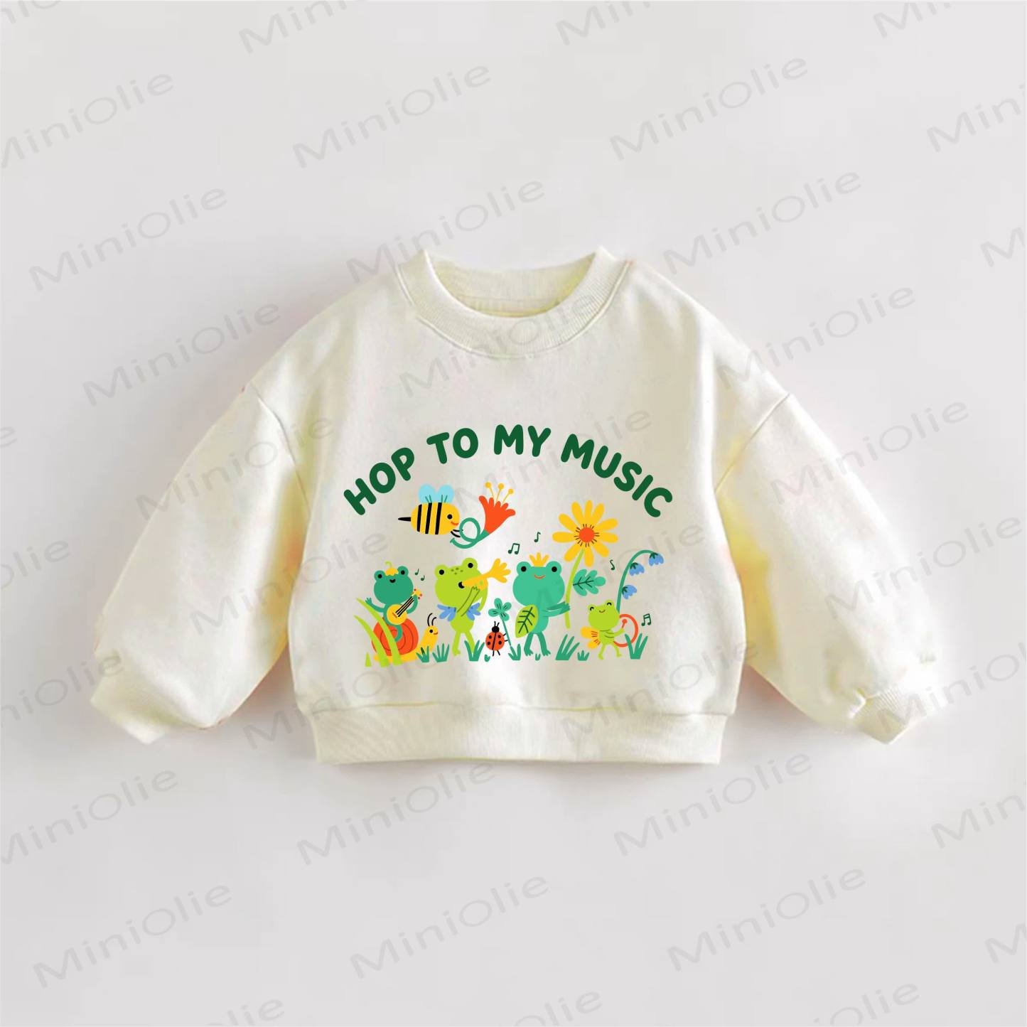 HOP TO MY MUSIC幼児用クリームスウェットシャツ - クリーム - 3～5歳 - image 1