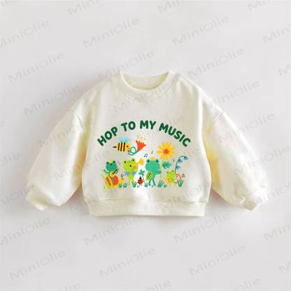 HOP TO MY MUSIC幼児用クリームスウェットシャツ - クリーム - 3～5歳 - image 1