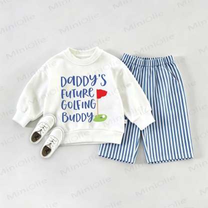 DADDY'S FUTURE GOLFING BUDDYベビー用スウェットシャツ 2点セット - ホワイト＆ブルー - 2～3歳 - image 1