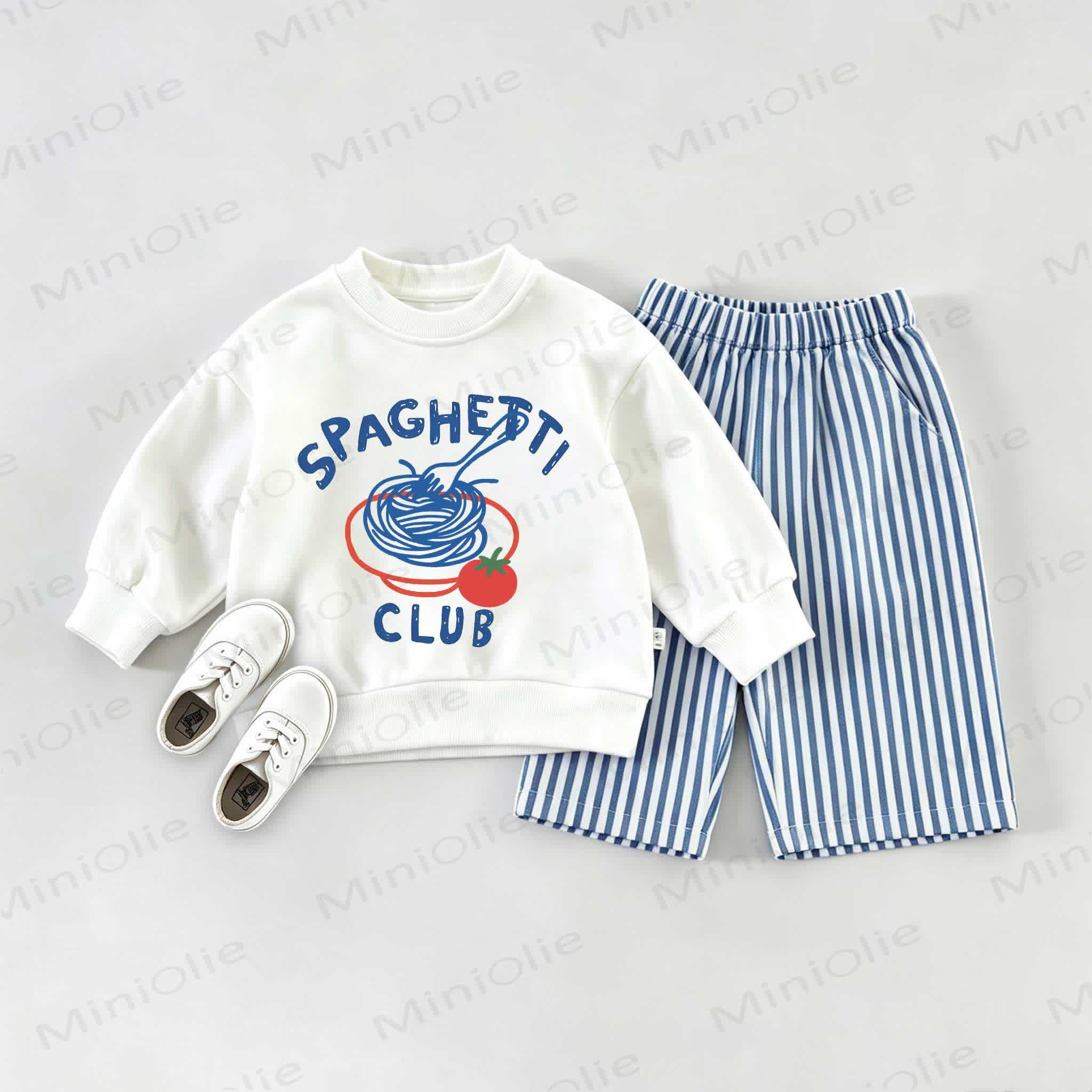 SPAGHETTI CLUB用スウェットシャツ 2点セット - ホワイト＆ブルー - 2～3歳 - image 1