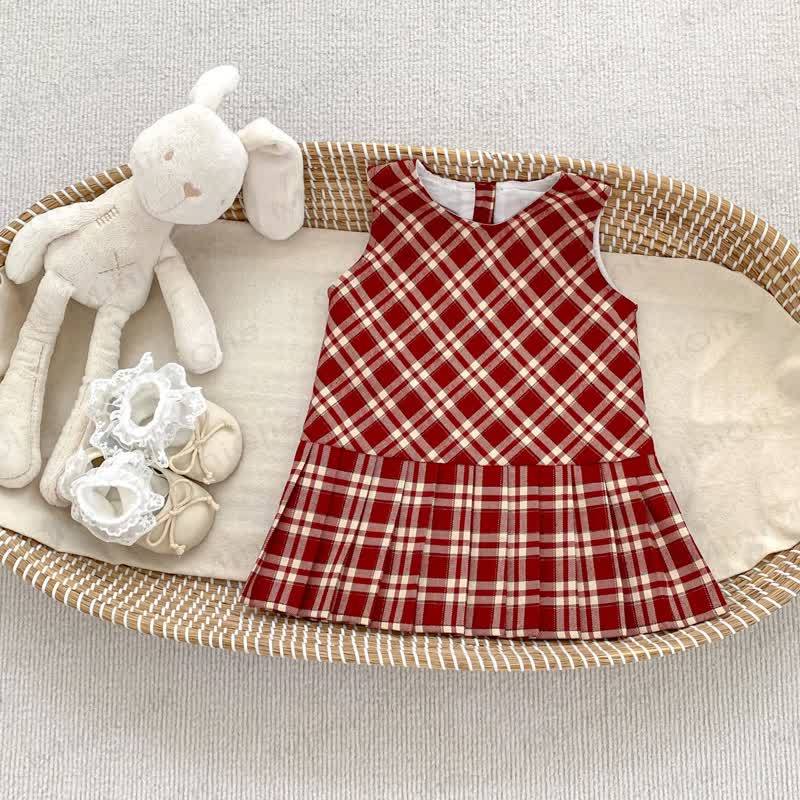 ベビーチェリーカラーの赤チェック柄Dressセット - 赤 - 4～5歳 - image 5