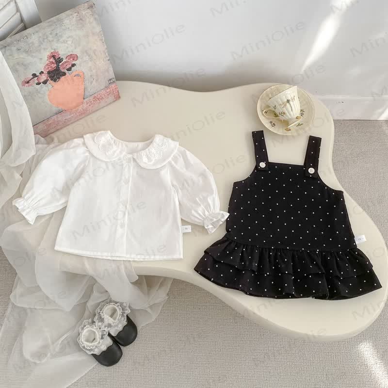 ベビー用水玉模様のジャンパーDressとレースブラウス - image 4