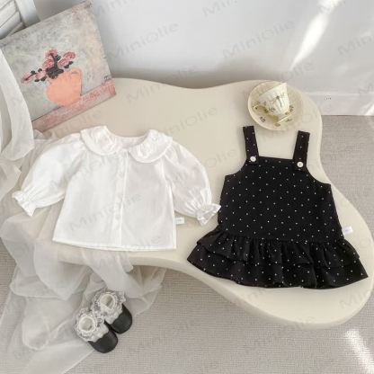 ベビー用水玉模様のジャンパーDressとレースブラウス - image 4