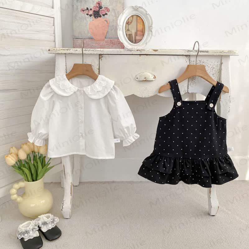 ベビー用水玉模様のジャンパーDressとレースブラウス - image 5