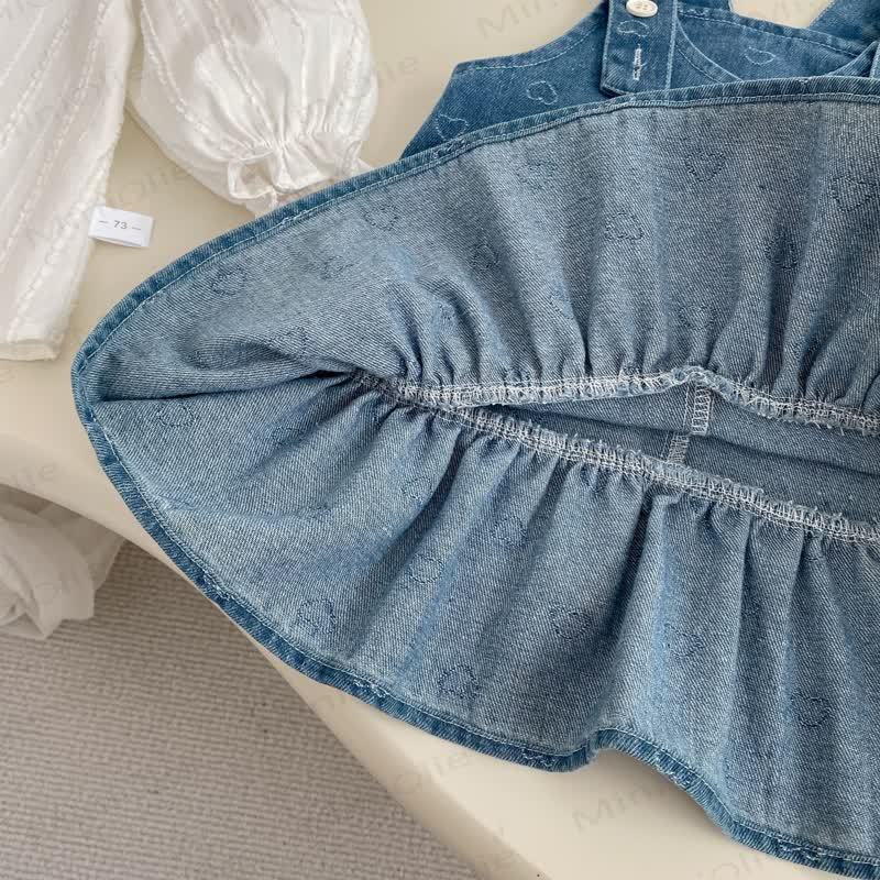 ベビーガール用ハート柄デニムジャンパーDressとブラウス - image 8
