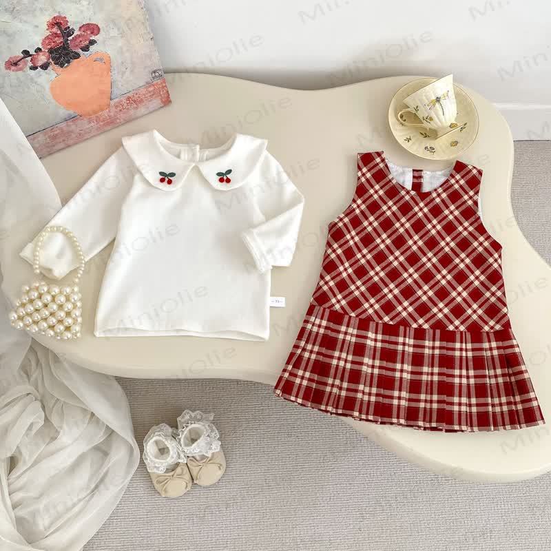ベビーチェリーカラーの赤チェック柄Dressセット - image 2
