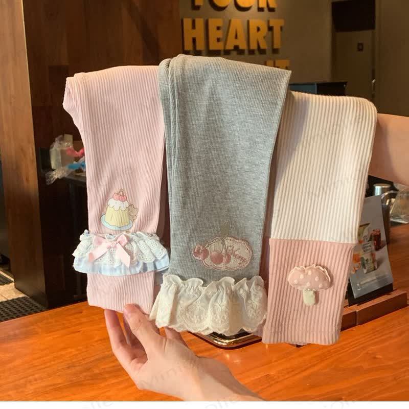 ベビー・幼児用女の子向けスウィートリブ編みレギンス - image 1