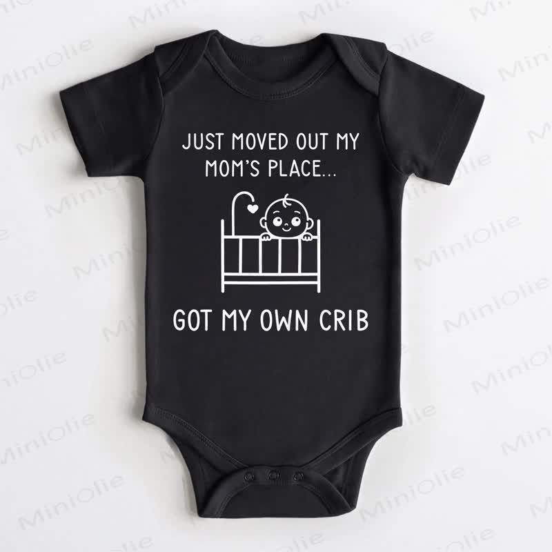 JUST MOVED OUT MY MOM'S PLACE... GOT MY OWN CRIB！ベビー用ブラックボディスーツ - 黒 - 18～24ヶ月 - image 1